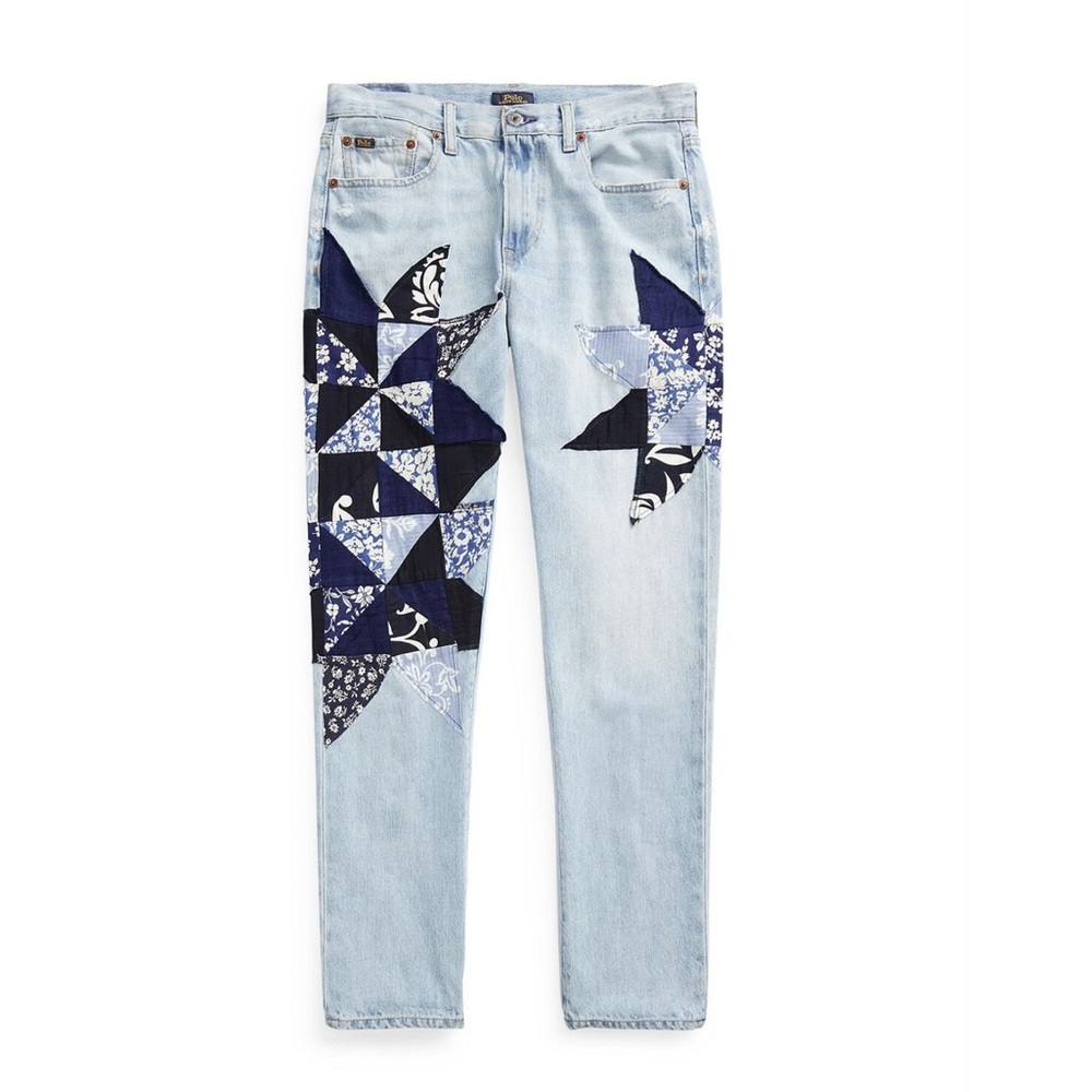 Polo Ralph Lauren BLUE Women's Quilted Patchwork Boyfriend Jeans